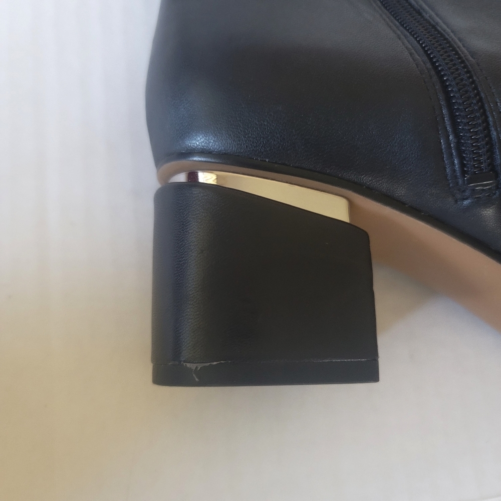 Franco Sarto Black Leather Ankle Booties with Block Heel - Picture 9 of 11